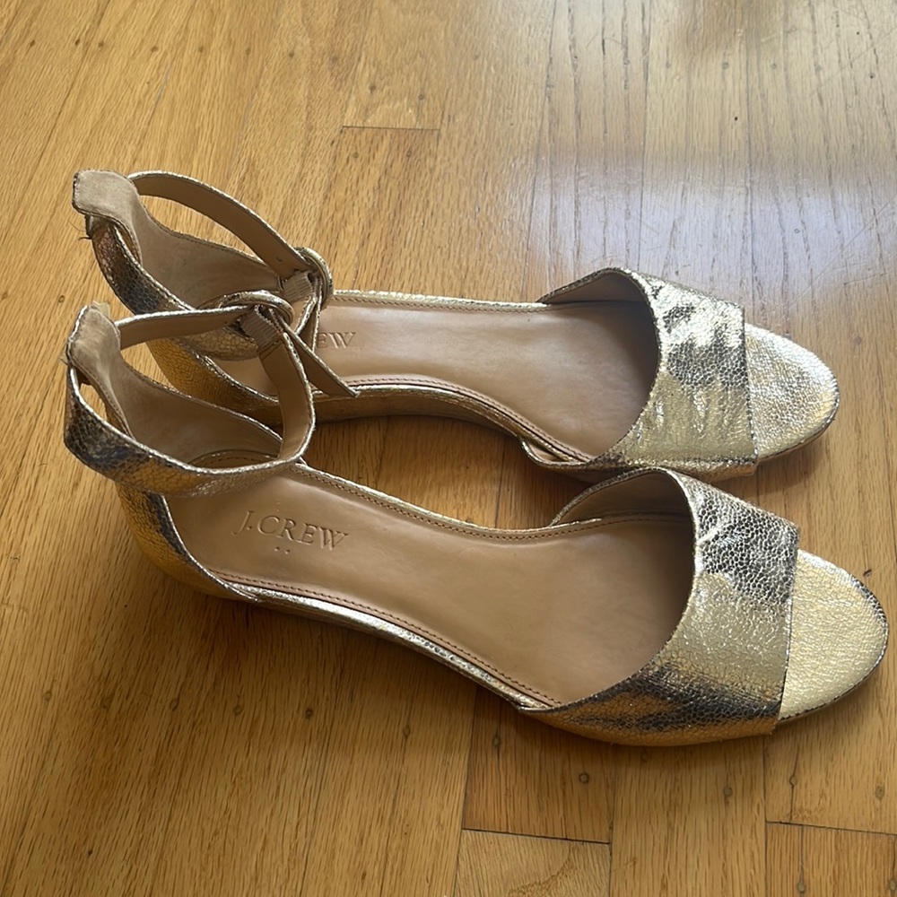 JCrew Sparkly Gold Wedges